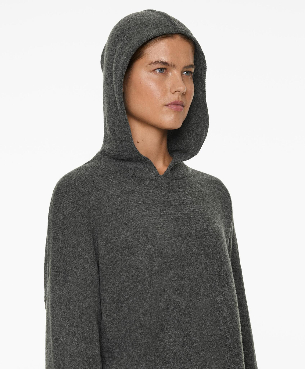 Oysho Свитер оверсайз с капюшоном, темно-серый