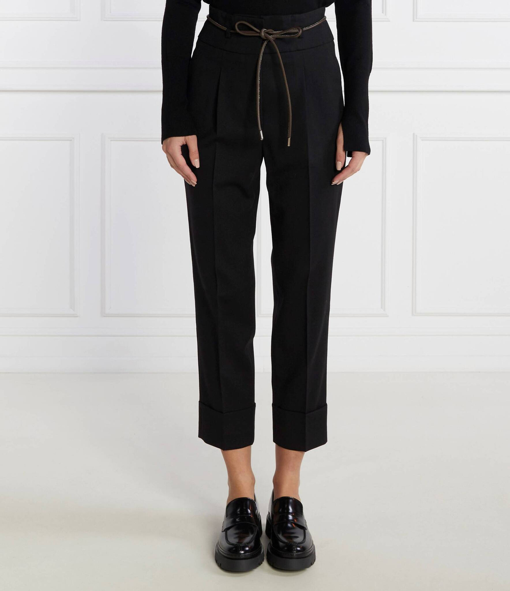 Хлопковые брюки с ремешком Peserico - черный(P04666A 02660)