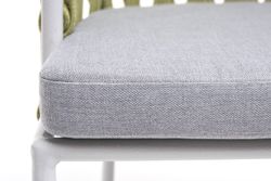 "Диего" стул плетеный из роупа, каркас из стали светло-серый (RAL7035) шагрень, роуп салатовый меланж круглый, ткань светло-серая