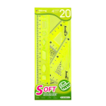 Набор чертежный Yalong, 20 см, пластиковый, 4 предмета, гибкий, цвета ассорти, пакет-пенал ПВХ с европодвесом