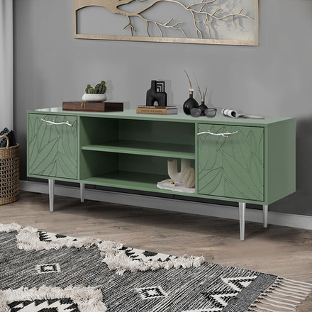 Тумба под ТВ Арт Колор leaves 155см Стайл Сильвер Зеленый нефрит