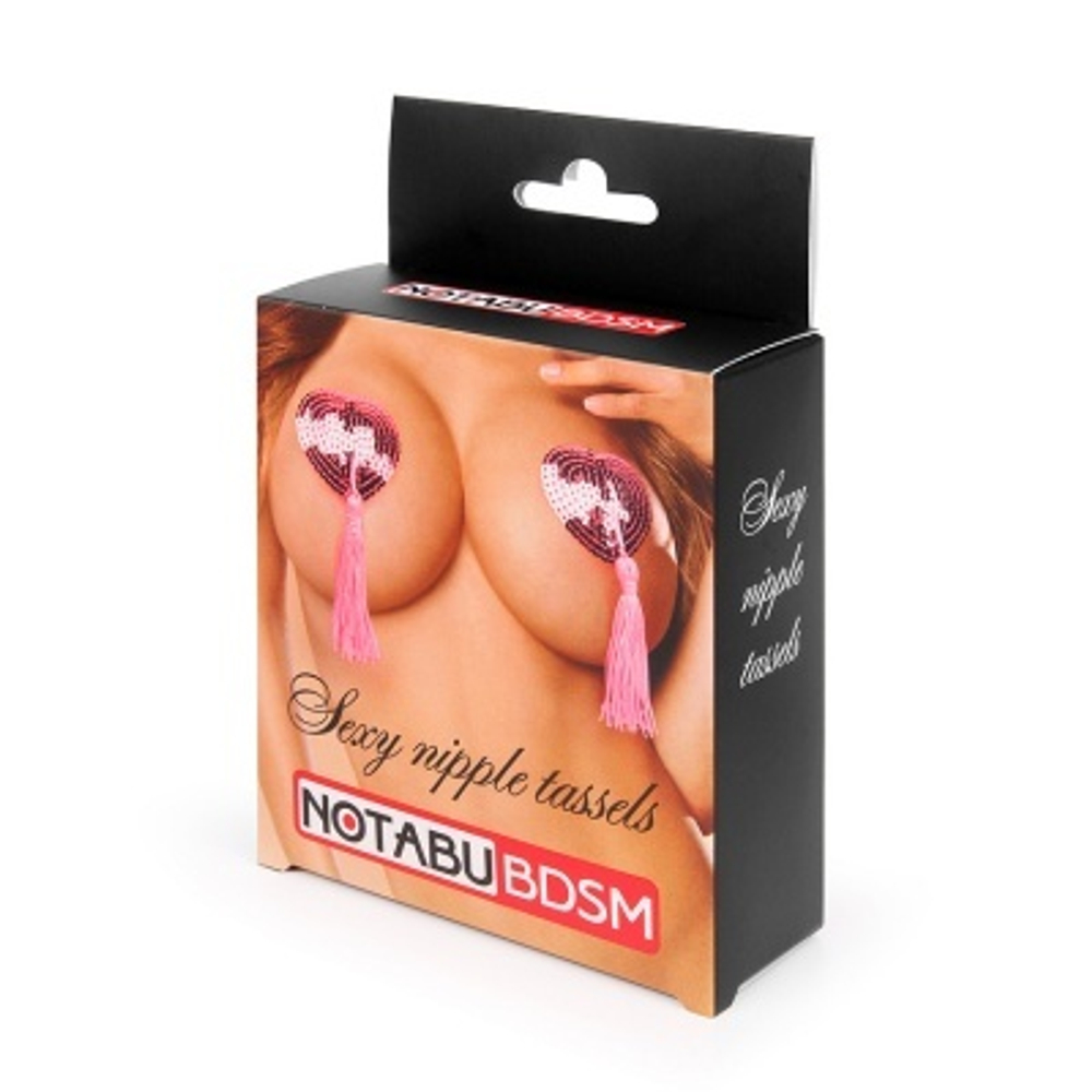 Пэстисы Notabu BDSM в форме сердец с кисточками розовые