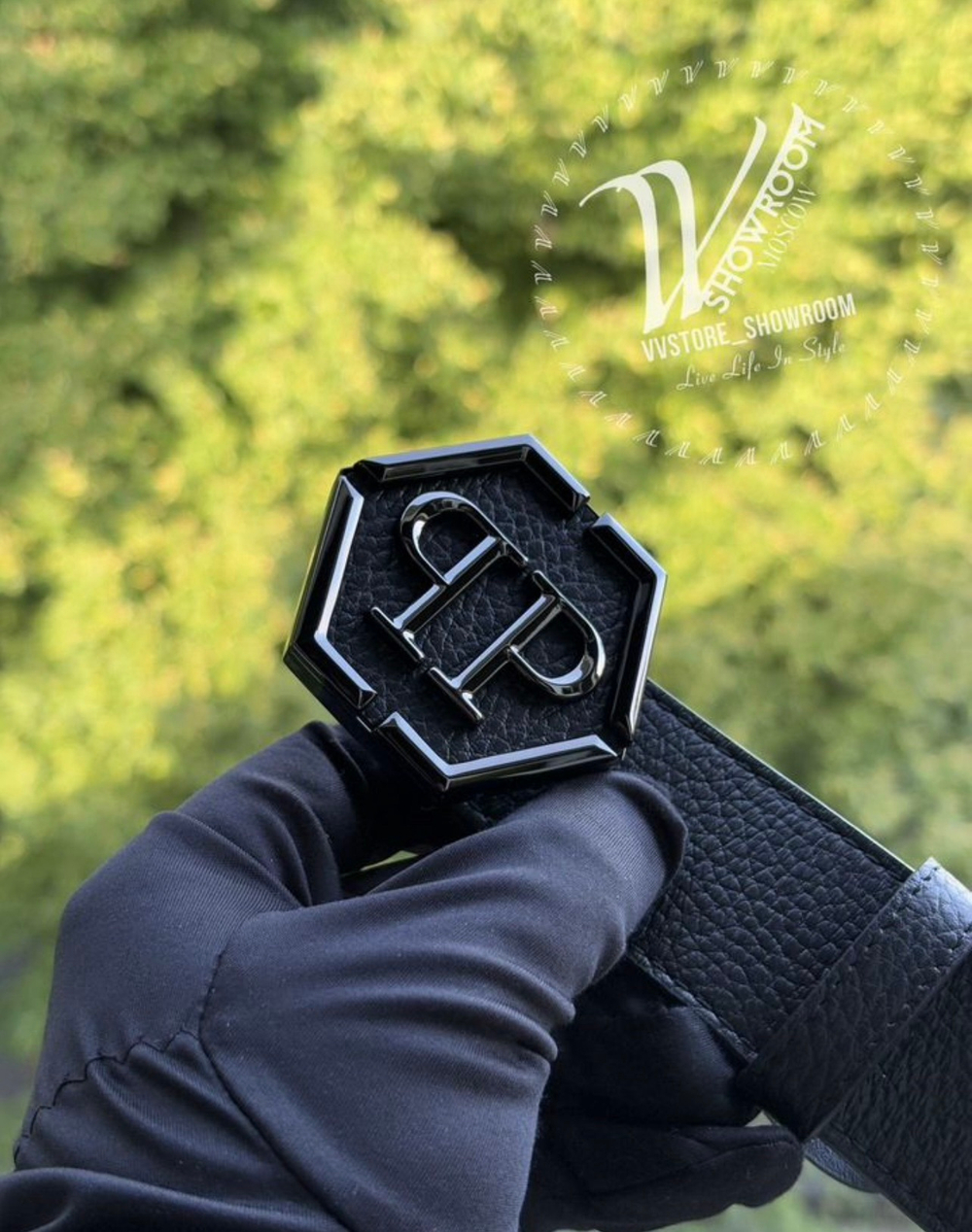 Ремень Philipp Plein Hexagon PVD Black