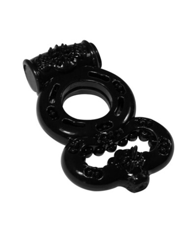 Эрекционное кольцо на член и мошонку с вибрацией Treadle (Цвет: черный)