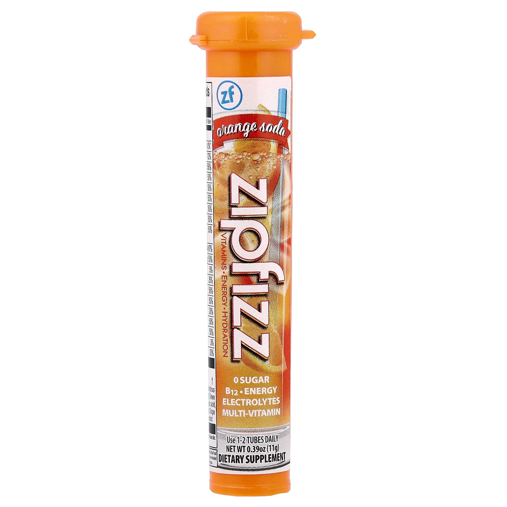Zipfizz, смесь для энергетического напитка, апельсин с содовой, 20 тюбиков по 11 г (0,39 унции)