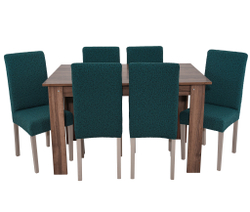 Чехол на стул без оборки Жаккард, цвет Изумрудный, Набор 6 шт.