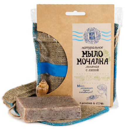 Мыло-мочалка льняная с Липой, 110 г