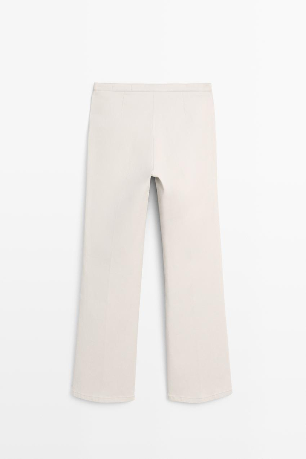 Massimo Dutti Расклешенные брюки из вощеной ткани со средней посадкой, каменный