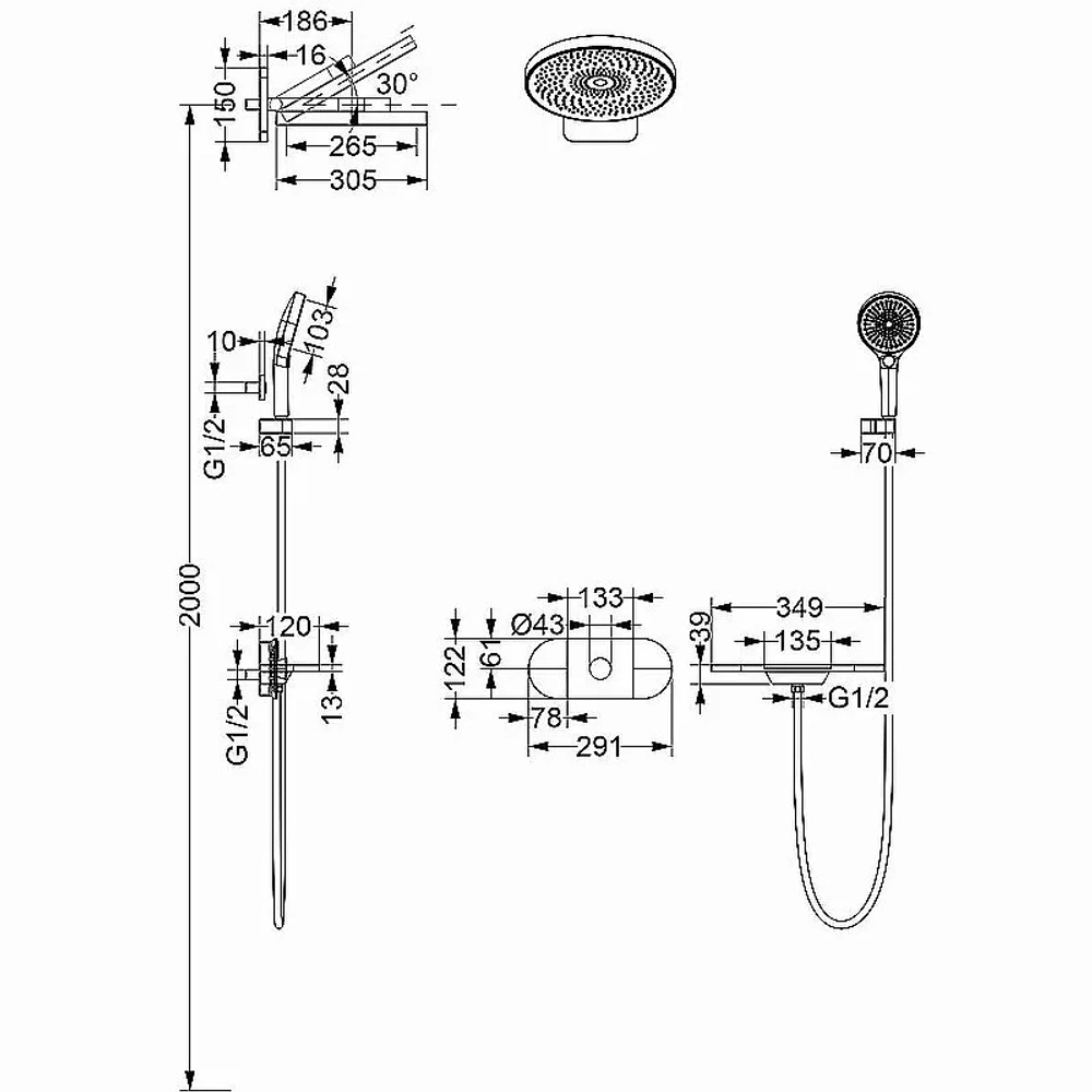 Душевая система Vincea Futura VSFW-2F12TCH хром