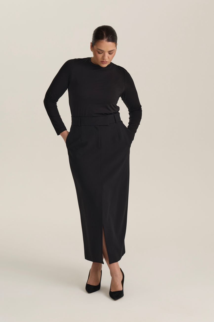 Юбка макси со шлицей спереди, черный