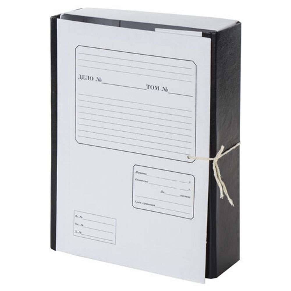 Короб архивный А4 (240х320 мм), 70 мм, 2 завязки, переплетный картон/бумвинил, до 600 л, 121011