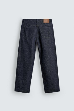 ZARA ДЖИНСЫ STRAIGHT FIT ИЗ ХЛОПКА И КОНОПЛИ, СИНИЙ
