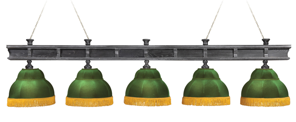Лампа Президент Сильвер 5пл. ясень (Экс.2,бархат зеленый,бахрома желтая,фурнитура золото)