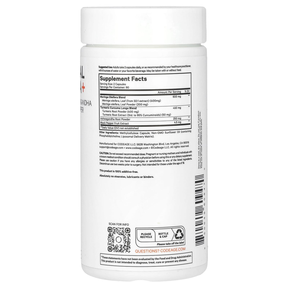 Codeage, липосомальная моринга+, 180 капсул