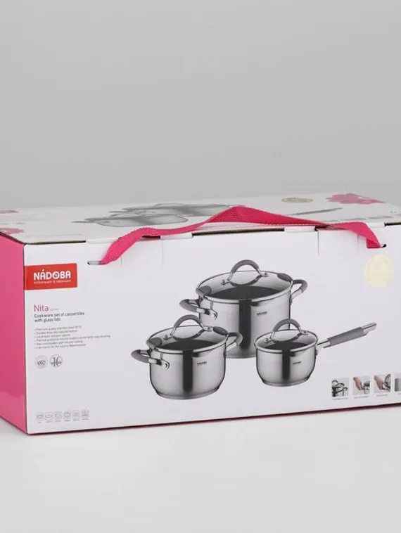 Набор кастрюль Nita, 3 предмета: 1,7 л, 3,6 л, 6,1 л