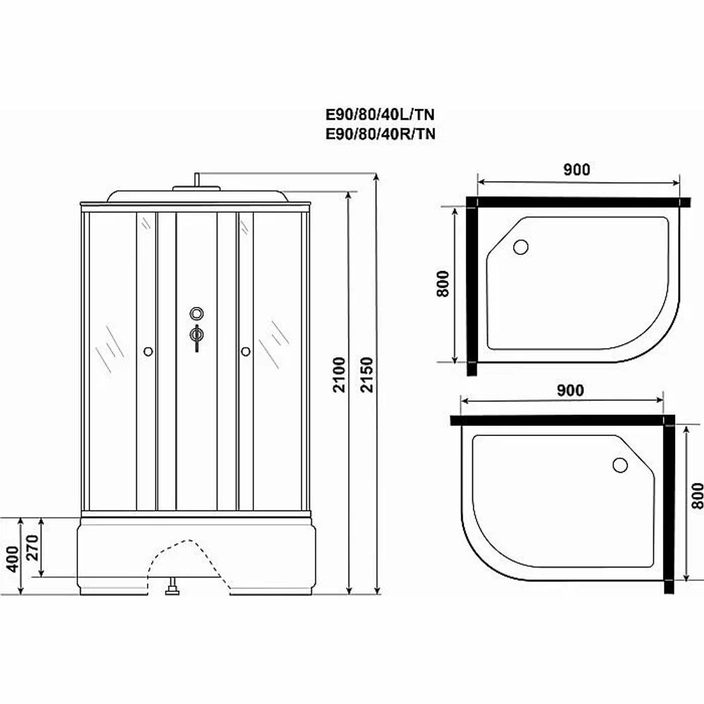 Душевая кабина Niagara Eco E90/80/40/TN 90х80