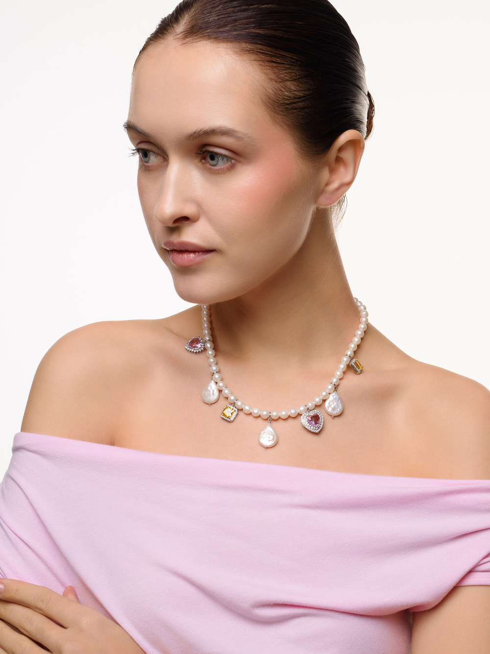 Колье "NEW Posh" из жемчуга с цирконами