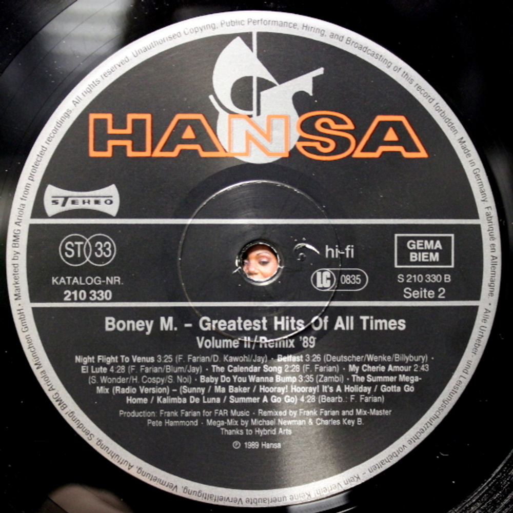 Boney M. / Greatest Hits Of All Times - Remix '89 Volume II (LP)
