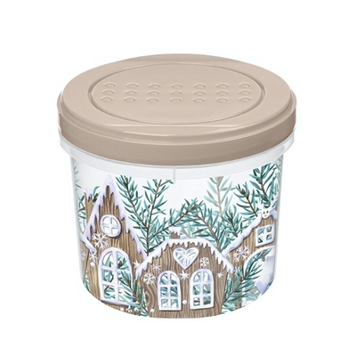 Банка с завинчивающейся крышкой 0,7л с декором (бежевый)