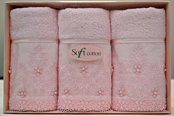 Набор махровых салфеток СЕЛЕН   Soft Cotton розовые