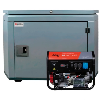 Бензиновый генератор FUBAG BS 6600 AES с кожухом Geon 1200 RAL 7024