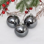 Новогодние шары 7 см (набор 3 шт) «Глянец», графит