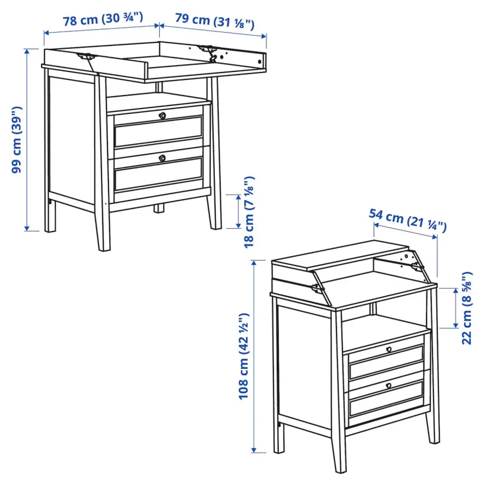 Комод с пеленальным столиком - IKEA SUNDVIK /СУНДВИК ИКЕА, белый, 108x78см