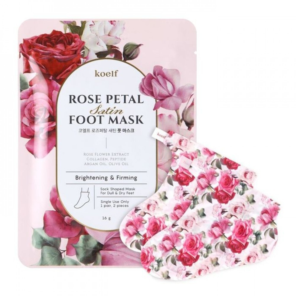 Маски-носочки для ног «роза» Koelf Rose petal satin foot mask, 16 г