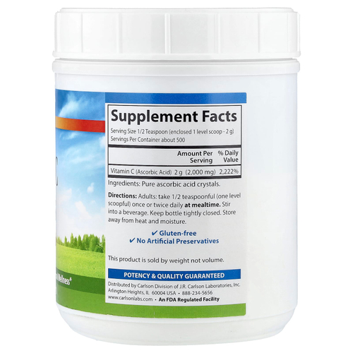 Carlson, Кристаллы витамина C, 1000 г (2,2 фунта)