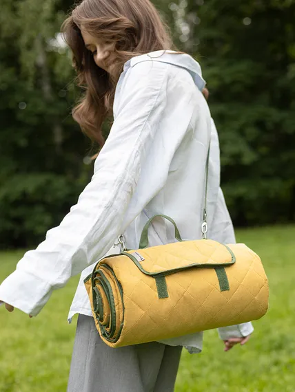 Плед для пикника и отдыха на пляже smart picnic, горчичный