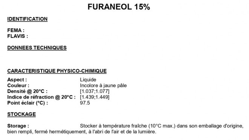 FURANEOL 15% TEC / ФУРАНЕОЛ CAS 3658-77-3
