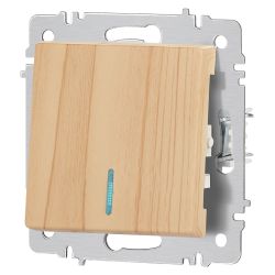 Выключатель Intro Accent 6-102-11 с подсветкой, 10А-250В, IP20, СУ, AL/CU, сосна