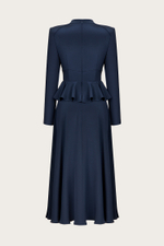 Платье из шелкового кади с баской и авторской вышивкой