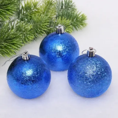 Новогодние шары 7см (набор 3шт) «Мягкий блеск», синий