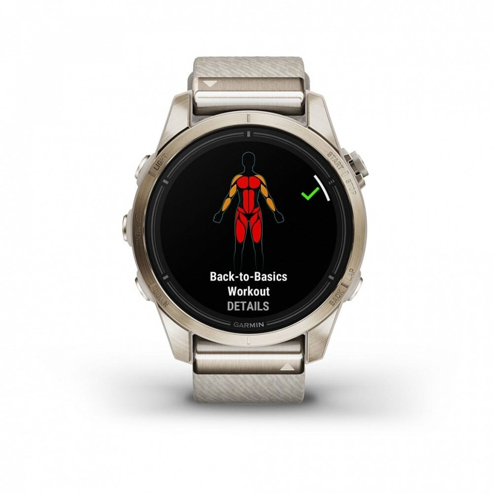 Garmin epix Pro (Gen 2) Sapphire Edition 42 мм, золотистый корпус с нейлоновым ремешком сливочного цвета 010-02802-20