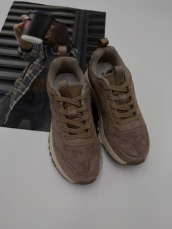 Кроссовки женские натуральная кожа арт. 283-1 цвет "бежево-коричневый"