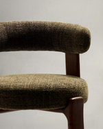 Барный стул Granite из зеленой синели и ясеня с отделкой орех 75 см