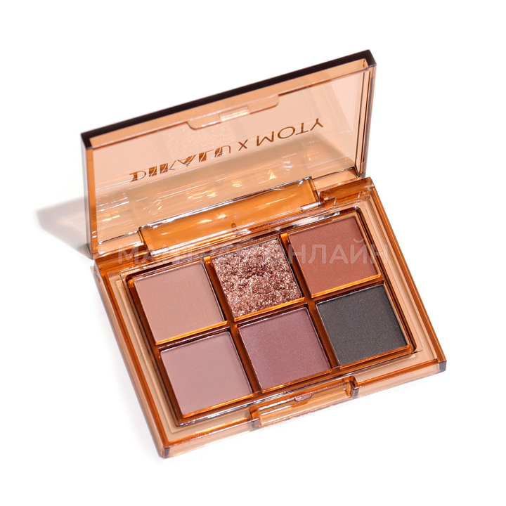 Тени для век Dikalu x moty тон 01 коричнево-черный + с блеском 6 цв.