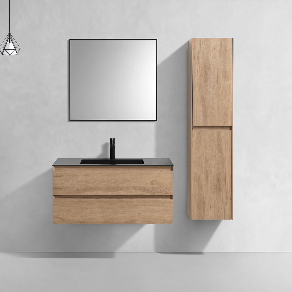 Тумба под раковину Vincea Luka 1000 подвесная, 2 выкатных ящика soft-close, N.Oak