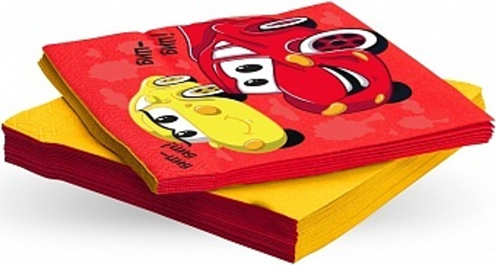 Салфетки, Веселые машинки 33*33 см, 20 шт.