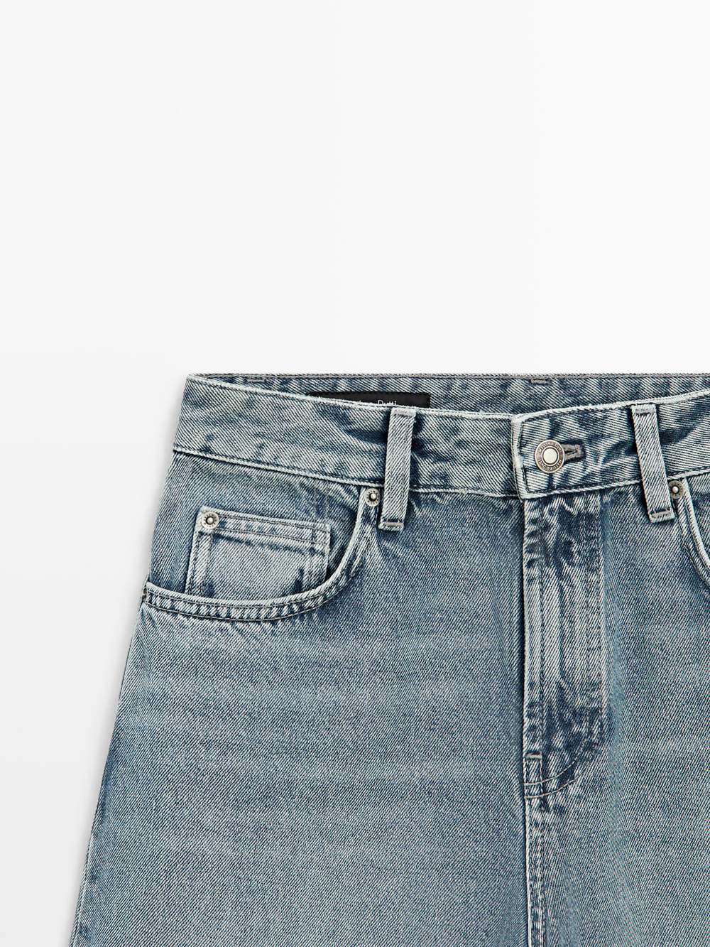 Massimo Dutti Джинсы с высокой талией и облегающим кроем, светло-голубой