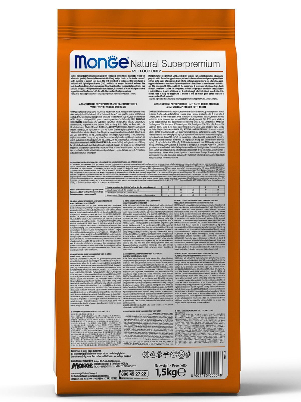 Корм сухой для стерилизованных кошек Monge Monoprotein Sterilised Duck с уткой, пакет 1.5кг