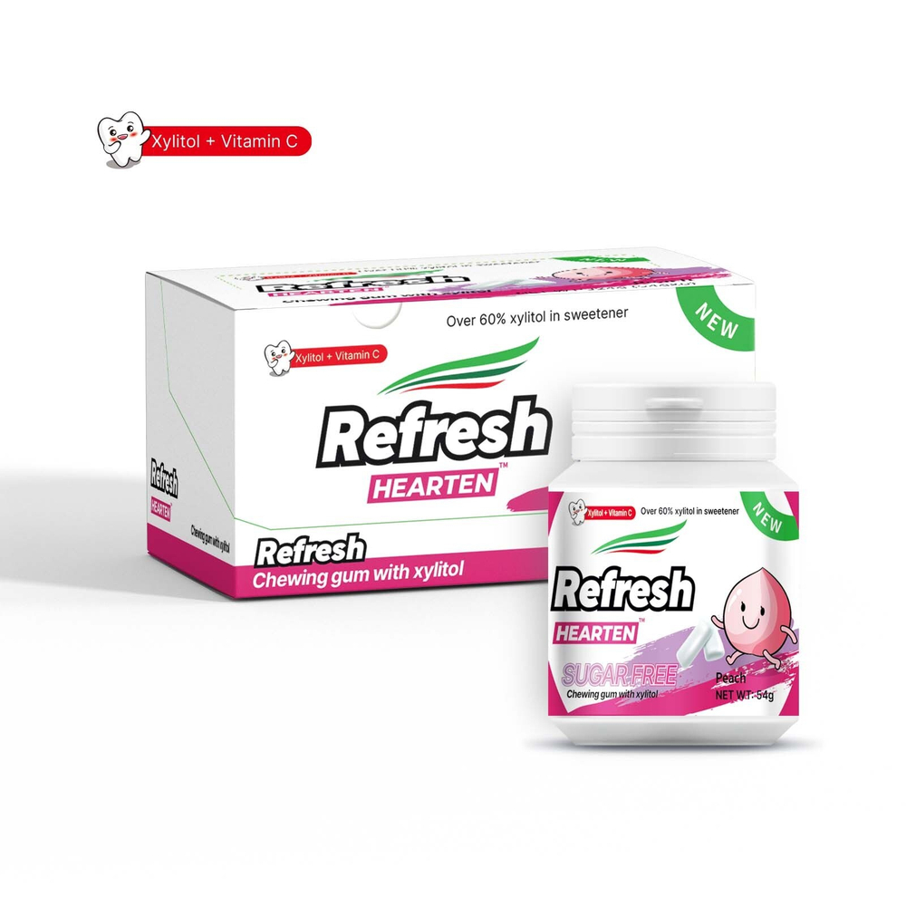 Жевательная резинка со вкусом персика Refresh в банке