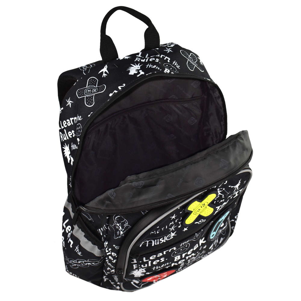 Рюкзак школьный, Феникс+, 30х43х14 см, полиэстер, аппликация из эластичной резинки, сублимационная печать, 1 отделение (-я)