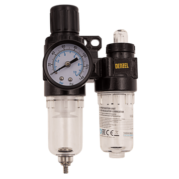 Блок подготовки воздуха регулятор-фильтр-лубрикатор FLR1500, 10 бар, 1500 л/мин, 1/4" Denzel 57469