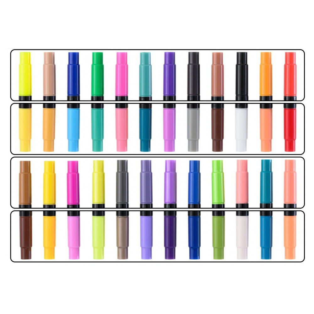 Маркер для скетчинга, двусторонние, Basir, с кистью, 5 мм, акриловые, 48 цветов