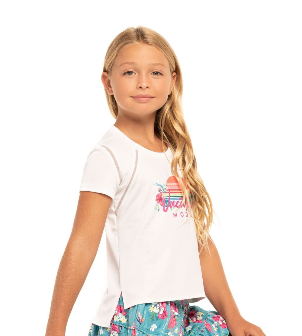 Футболка для девочки теннисная Lucky in Love Novelty On Vacay - разноцветный