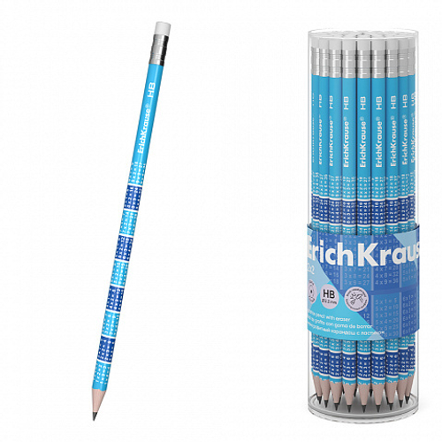 Карандаш чернографитный с ластиком HB "2х2"корпус с таблицей умножения ERICH KRAUSE 45619 И