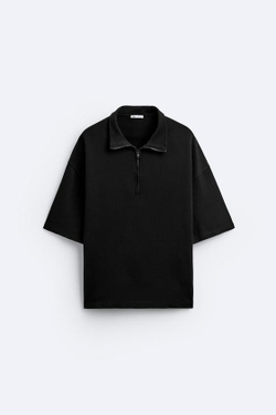 ZARA ТОЛСТОВКА С КОРОТКОЙ ЗАСТЕЖКОЙ-МОЛНИЕЙ, ЧЕРНЫЙ