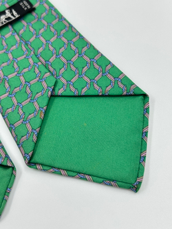 Галстук зелёный с подковами Hermes